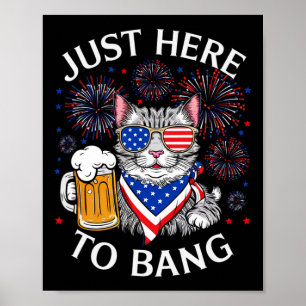 Póster Graciosa Cerveza 4 De Julio Gato Amante Justo Aquí