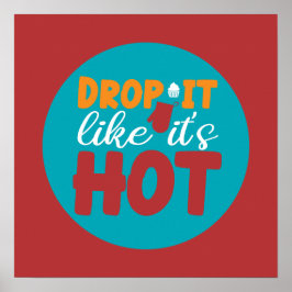 Póster Graciosa cocina Pun Typography Color retro de moda