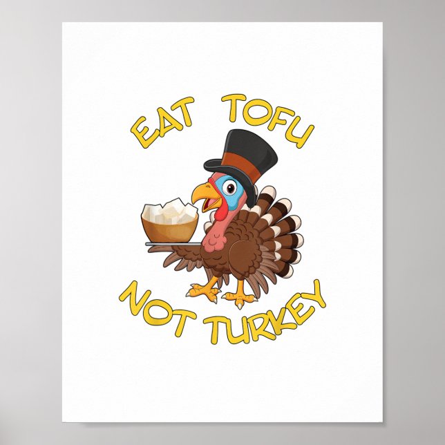 Póster Graciosa Comida Tofu Vegetaria Vegetariana De Acci (Frente)
