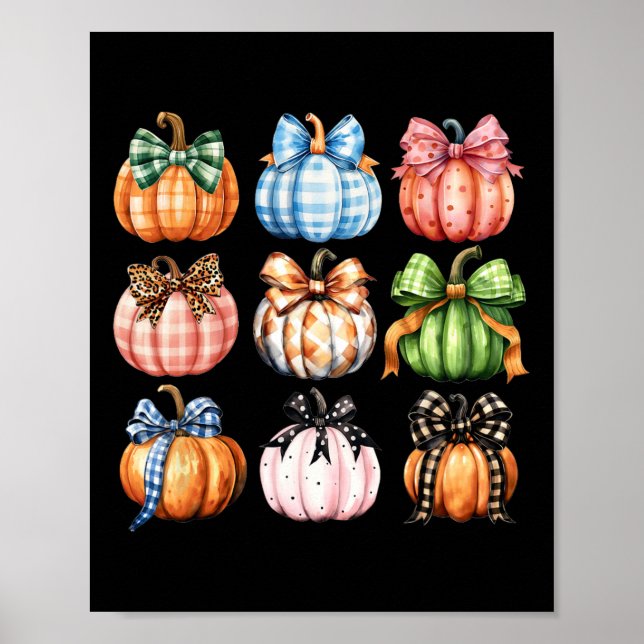 Póster Graciosa Coquette Bow Pumpkin de Halloween otoño g (Frente)
