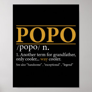 Póster Graciosa definición de Popo Padres Día Regalo Abue