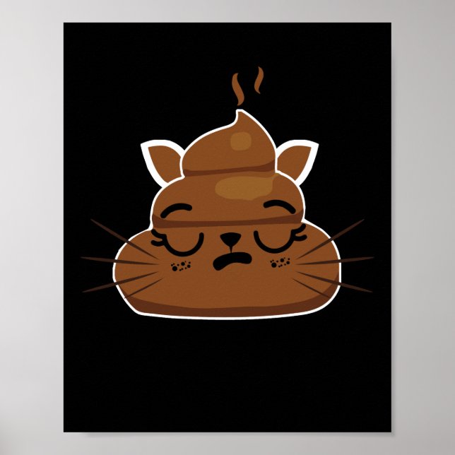 Póster Graciosa Emoji de gato somnoliento Pajama Poo Emot (Frente)