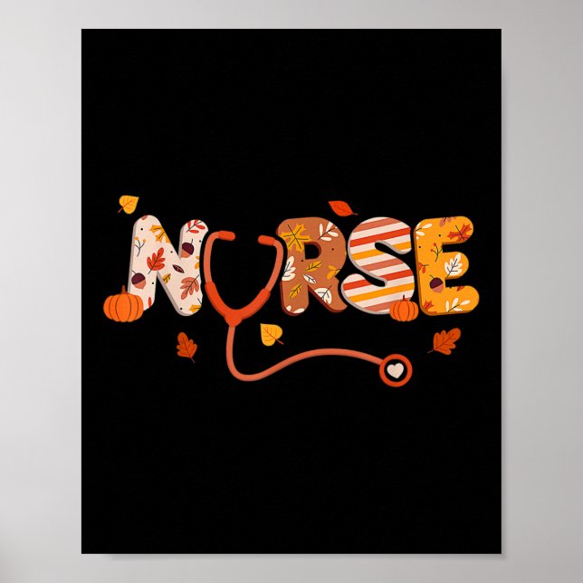 Póster Graciosa enfermera de Acción de Gracias Día de Tur (Frente)