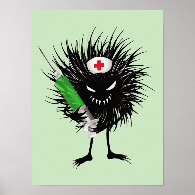 Póster Graciosa Enfermera De Carácter Mal Jeringa Gótica (Frente)