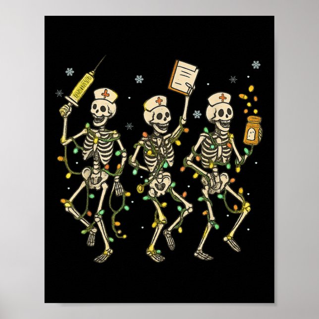 Póster Graciosa enfermera Navidades de Skeleton con estet (Frente)