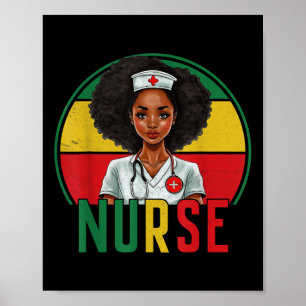 Póster Graciosa enfermera negra Melanin Orgullo Vintage B