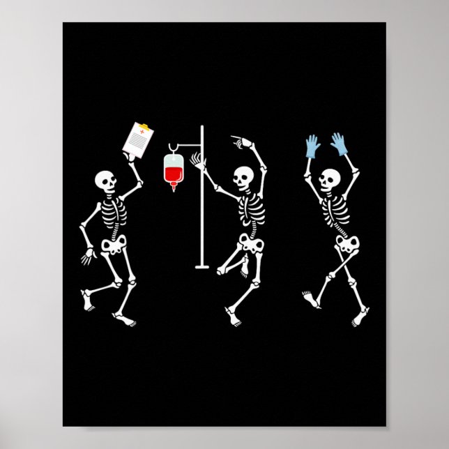 Póster Graciosa enfermera Skeleton Halloween Skeleton Cos (Frente)