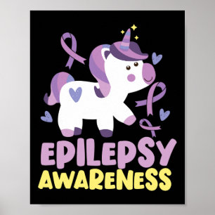 Póster Graciosa Epilepsia Conciencia Unicorn Ribbon