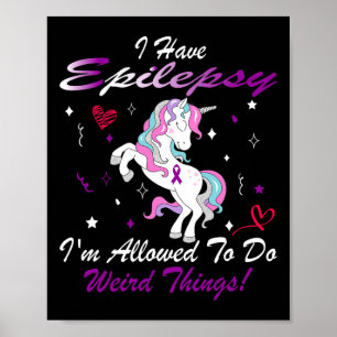 Póster Graciosa Epilepsia Conciencia Unicornio Púrpura Qu