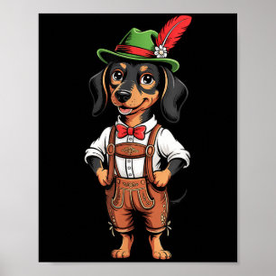 Póster Graciosa Gorra Perro Fiesta de Cerveza Alemana Hom