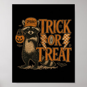 Póster Graciosa Halloween Raccoon Costume Meme Trick O Fe