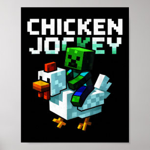 Póster Graciosa jockey sobre pollo Zombie Pixel Art Gamer