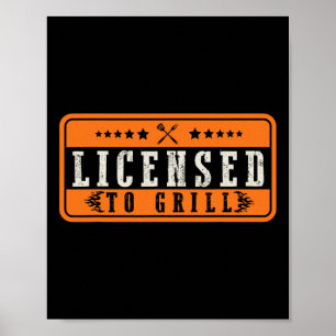 Póster Graciosa Licencia Para Grill Bbq