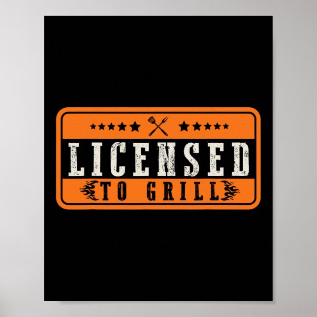 Póster Graciosa Licencia Para Grill Bbq (Frente)