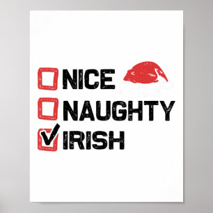 Póster Graciosa lista de Navidades irlandeses navideños S