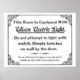 Póster Graciosa luz eléctrica de Edison