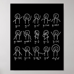 Póster Graciosa matemática baila Happy Face Sketch Algebr