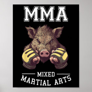 Póster Graciosa Mma Boar - Lucha en jaula de boxeo tailan