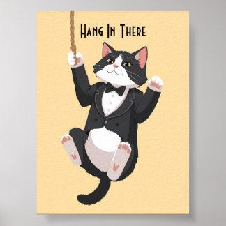Póster Graciosa motivación colgar ahí gato