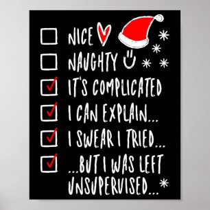 Póster Graciosa Navidad Buena lista traviesa que puedo ex