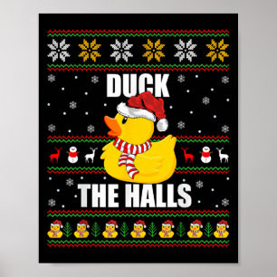 Póster Graciosa Navidad de Duck de caucho con estilo de s