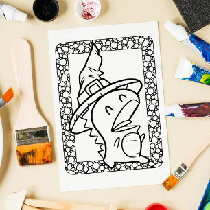 Póster Graciosa página de color de dragón de Halloween