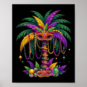 Póster Graciosa Palmera Y Colas Tropa De Hawai Mardi Gras