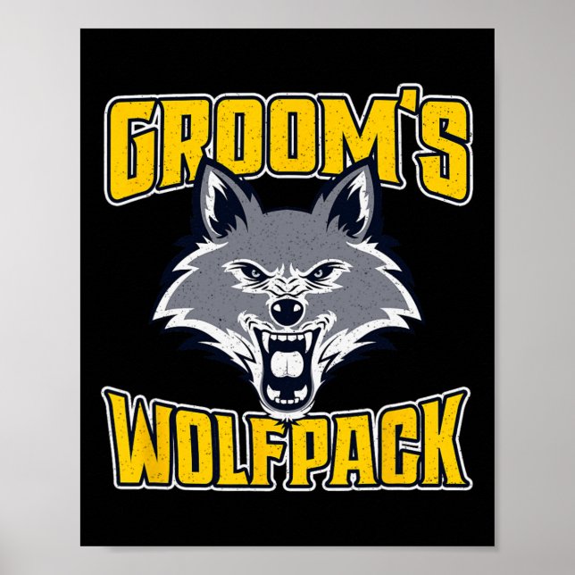Póster Graciosa pieza de Boda de Wolfpack de Bachelor Par (Frente)