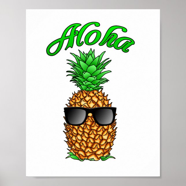 Póster Graciosa piña hawaiana Aloha (Frente)