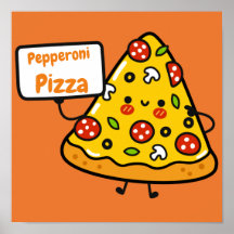 Graciosa pizza de pepperoni naranja coloridos niño