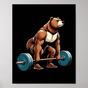 Póster Graciosa ponderación de levantamiento de oso peso