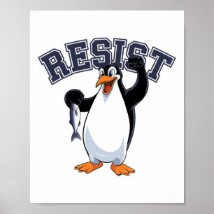 Póster Graciosa protesta de pingüino Tee se resiste a sos