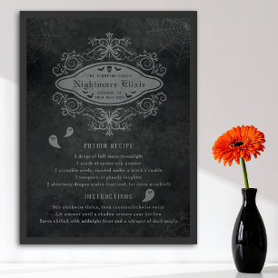 Póster Graciosa Receta De Fantasma Y Pesadilla Halloween 