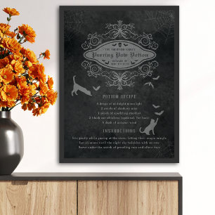Póster Graciosa Receta De Gato Y Bats Potion Halloween Ju