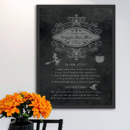 Póster Graciosa receta de poción temática de bruja Hallow
