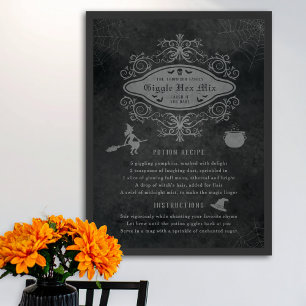 Póster Graciosa receta de poción temática de bruja Hallow