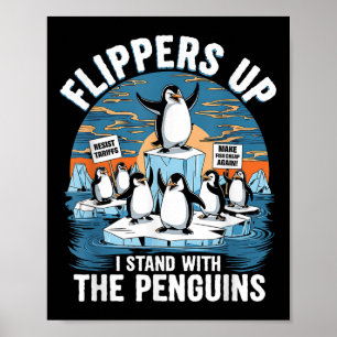 Póster Graciosa resistencia a la protesta de los pingüino