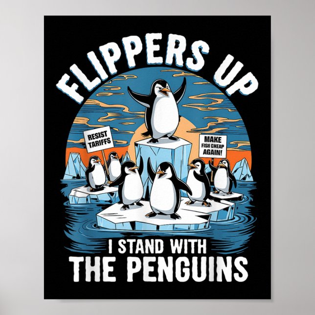 Póster Graciosa resistencia a la protesta de los pingüino (Frente)