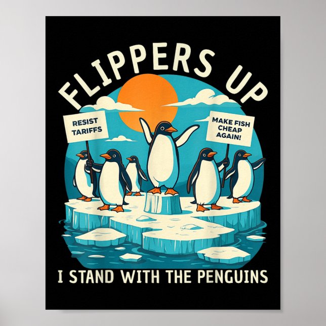 Póster Graciosa resistencia a la protesta de los pingüino (Frente)