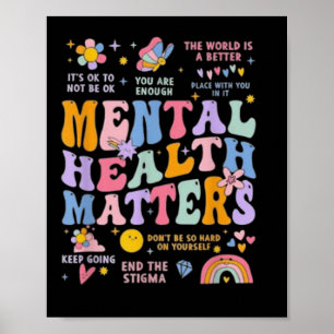 Póster Graciosa Retro Groovy Colorida Salud Mental S Awar