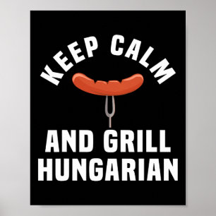 Póster Graciosa sátira húngara Bbq Fiesta Humor Cita Hung