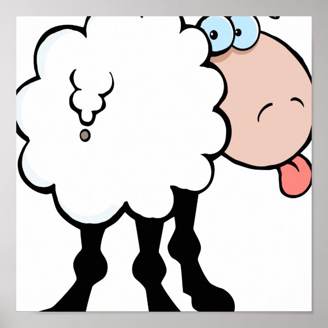 Póster graciosa y linda oveja sacando la lengua por detrá (Frente)