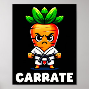Póster Graciosa Zanahoria En Karate Gi Carrate Black Belt