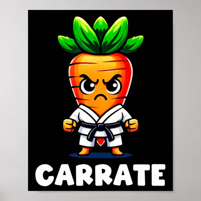 Póster Graciosa Zanahoria En Karate Gi Carrate Black Belt (Frente)