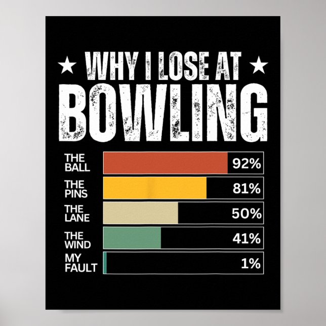 Póster Graciosas Excusas de Bowling (Frente)