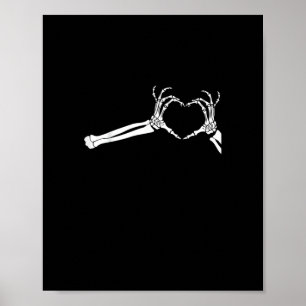 Póster Graciosas Manos del Corazón Skeleton. Halloween Co