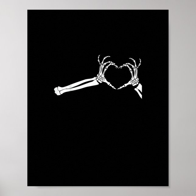 Póster Graciosas Manos del Corazón Skeleton. Halloween Co (Frente)