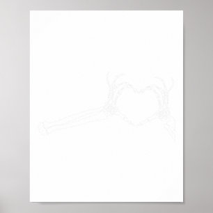 Póster Graciosas Manos del Corazón Skeleton. Halloween Co