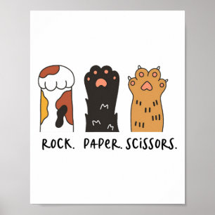 Póster Graciosas tijeras de papel de rock para gato para