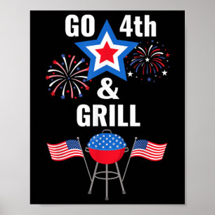 Póster Gracioso 4 De Julio Ir 4 Y Grill Fumador Grill